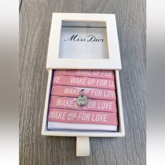 DIOR CHARM BRACELET / PINK SILK RIBBON /SILVER ROUND LOGO / LTD ED / MISS DIOR - Picture 2 of 4